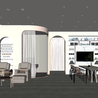  现代美甲店su模型 