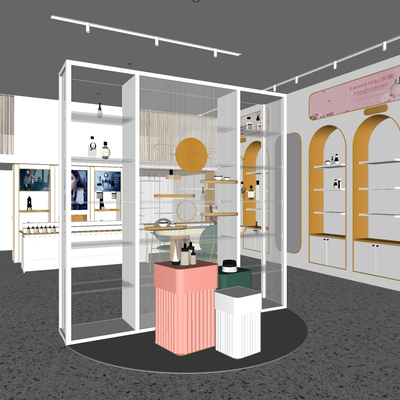  现代美妆美甲店su模型 