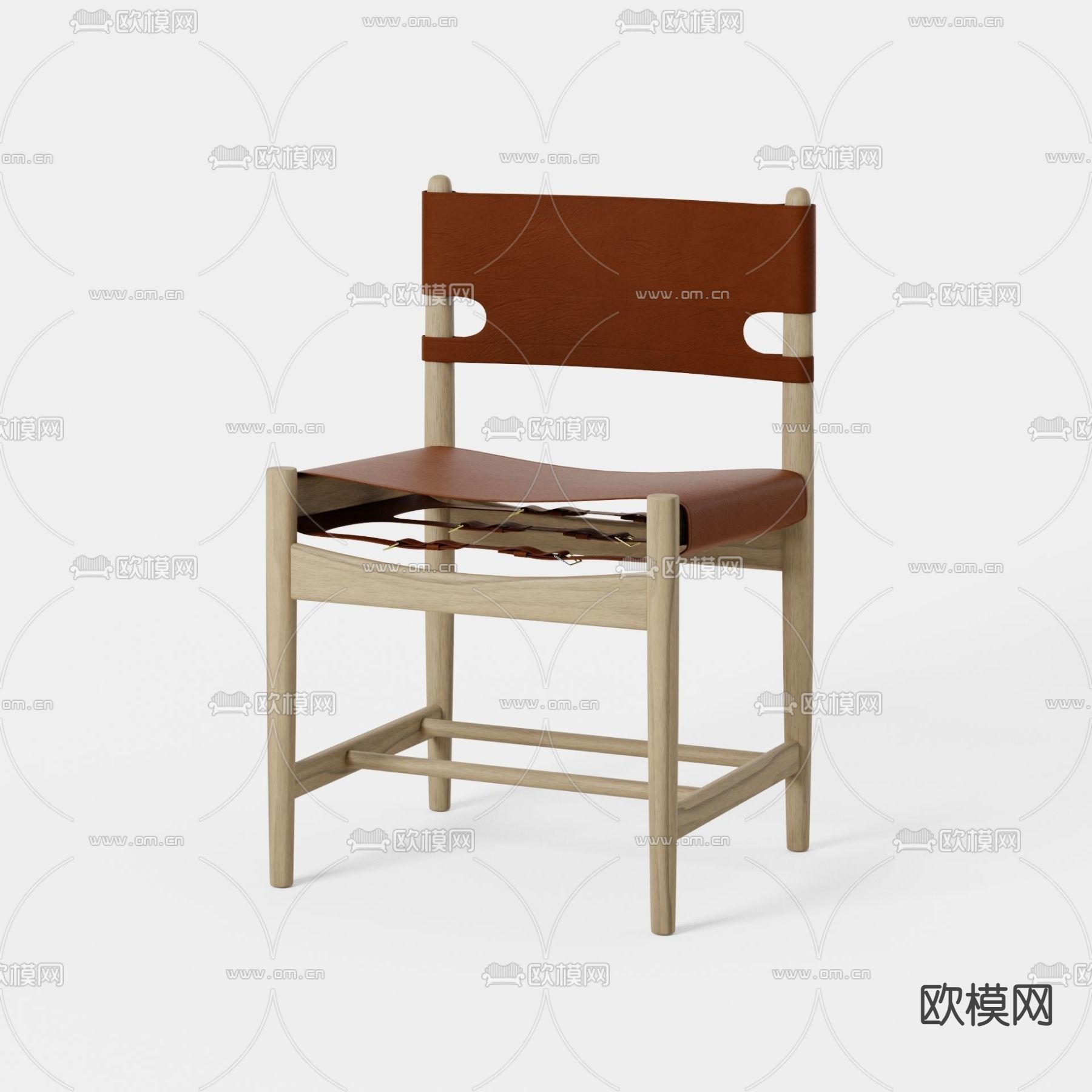 北欧简约实木皮革休闲椅免费3d模型下载_ID12006871_3dmax免费模型-欧模网