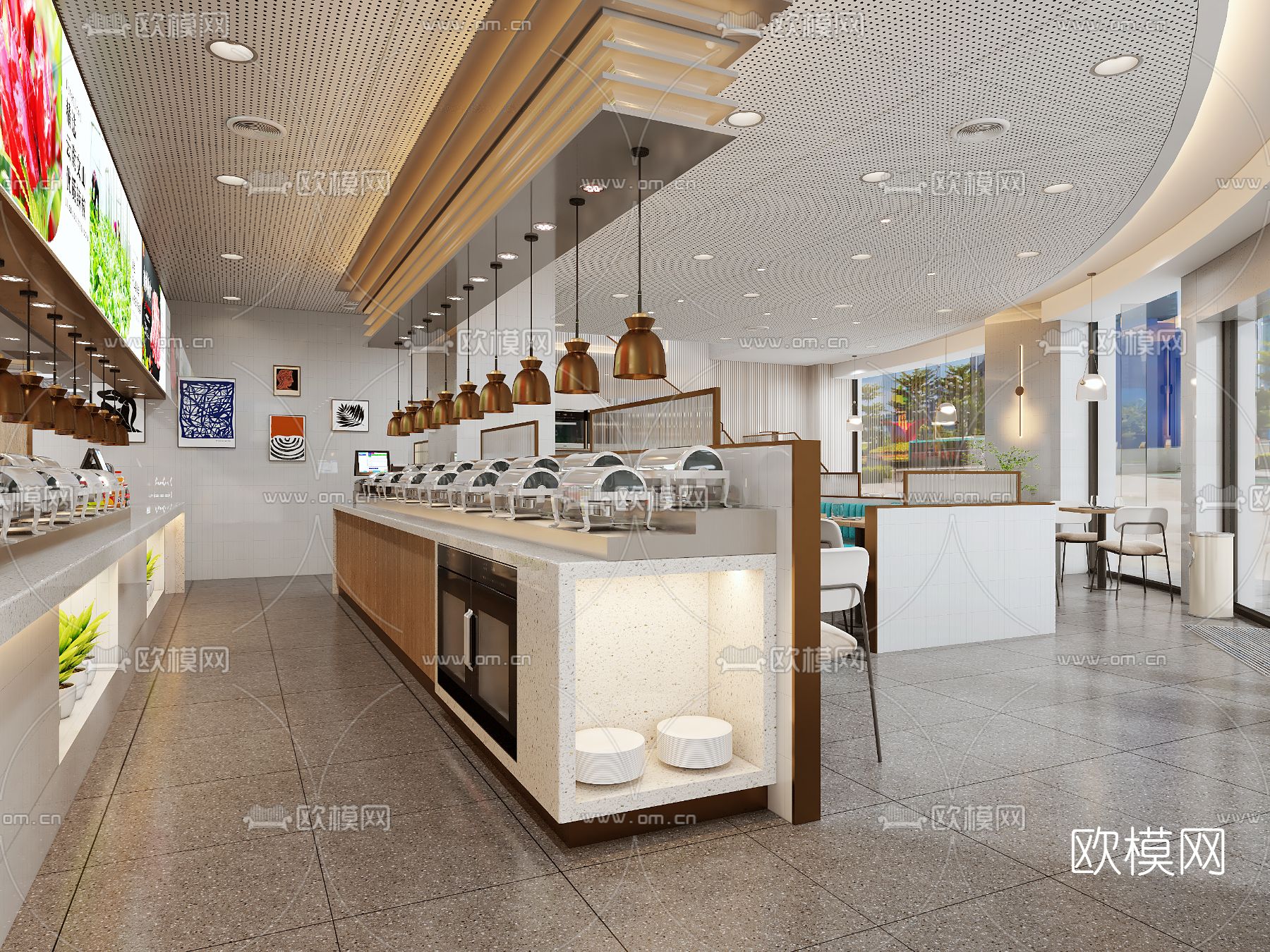 现代快餐店3d模型下载（渲染图2）