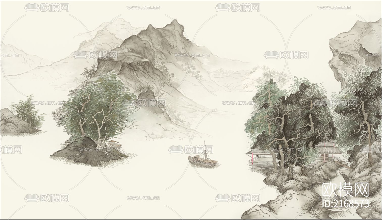 新中式壁纸下载（渲染图4）