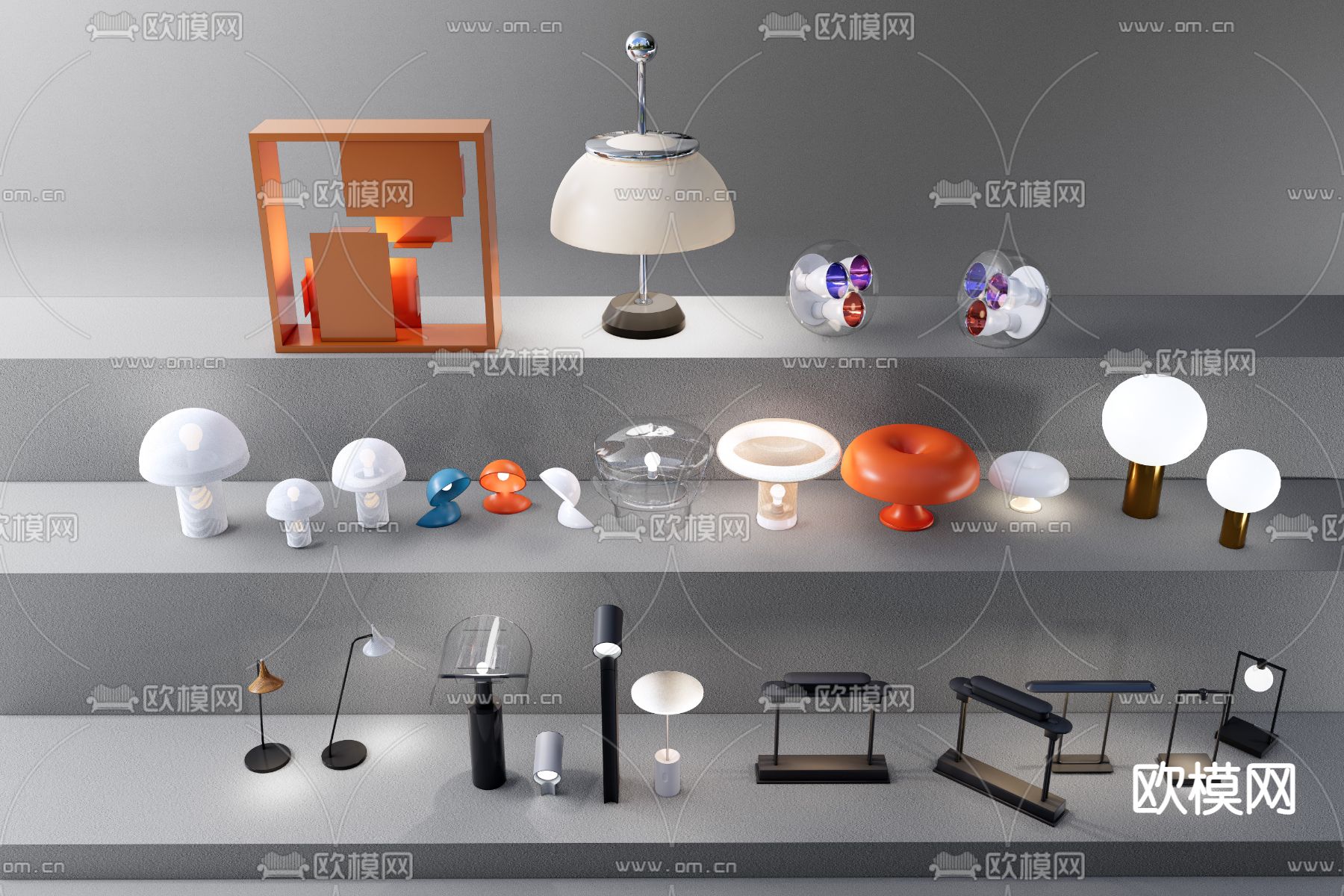 现代台灯su模型下载（渲染图1）