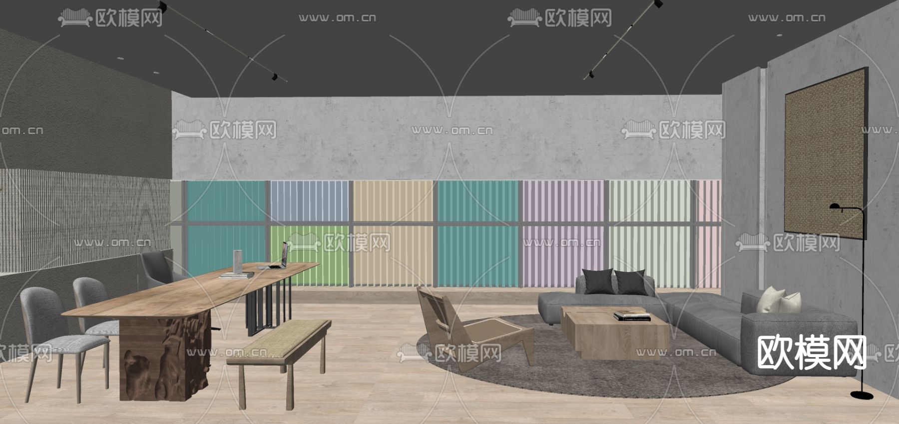 侘寂风接待室su模型下载