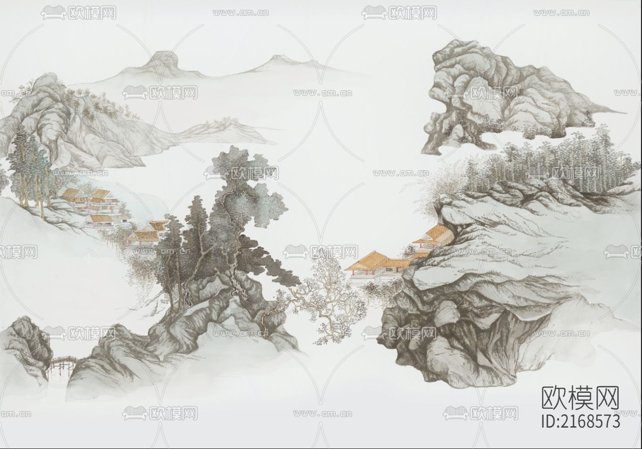 新中式壁纸下载（渲染图1）