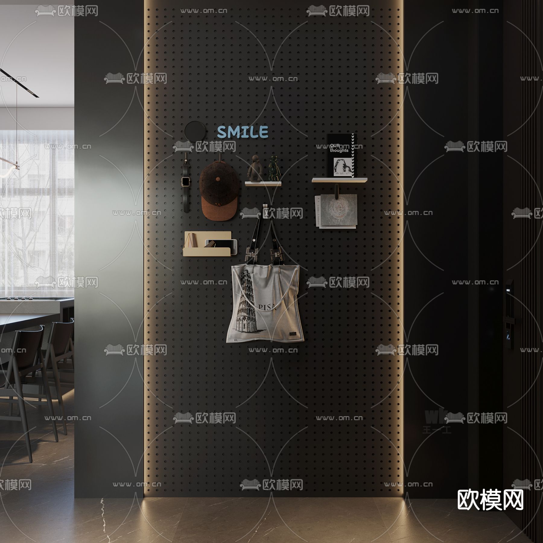 现代轻奢客餐厅3d模型