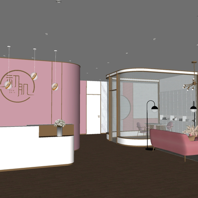  现代美妆美甲店su模型 