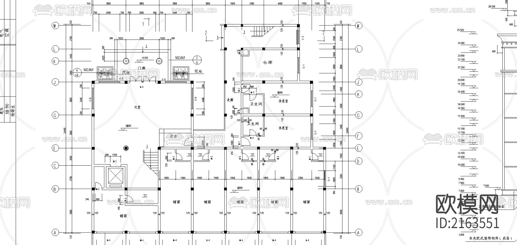 私人宾馆建筑CAD施工图下载（渲染图3）