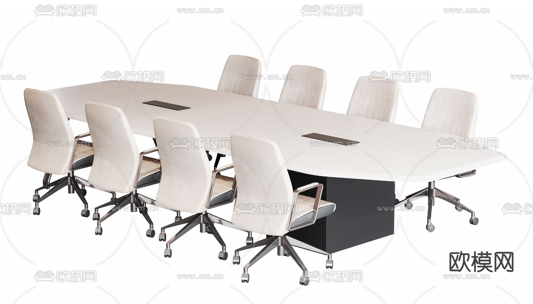 现代条形会议桌椅3d模型下载