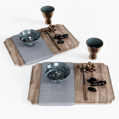  现代餐具碗盘子碟子su模型 