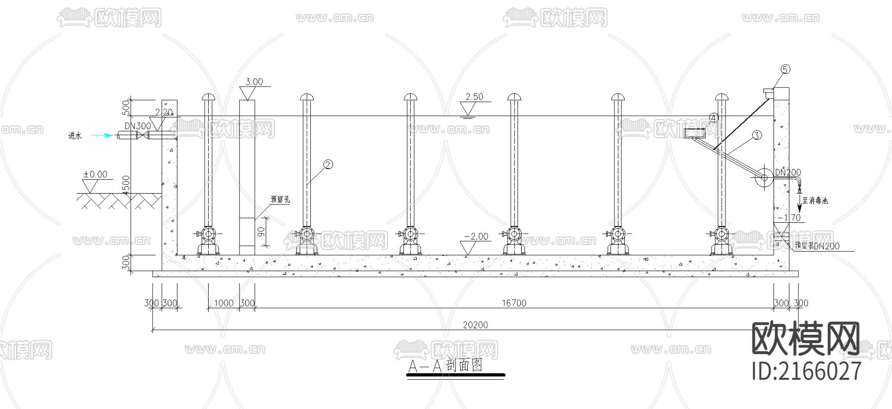 污水处理cad施工图下载（渲染图1）