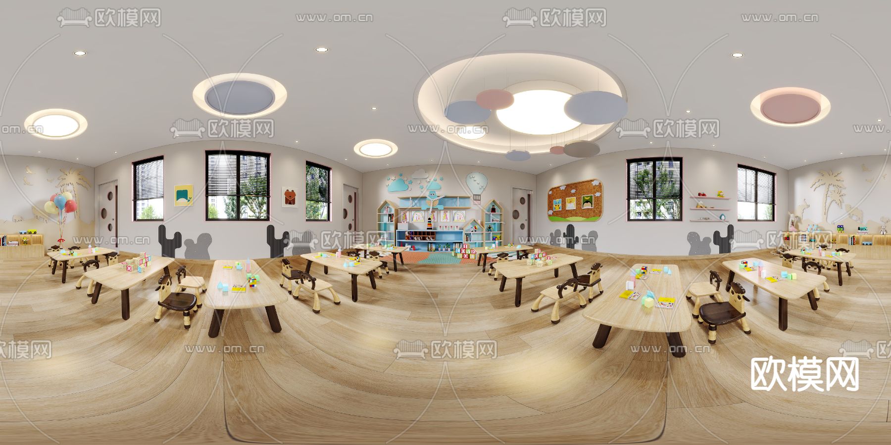 现代幼儿园培训教室vr全景3d模型-免费3dmax模型库-欧模网