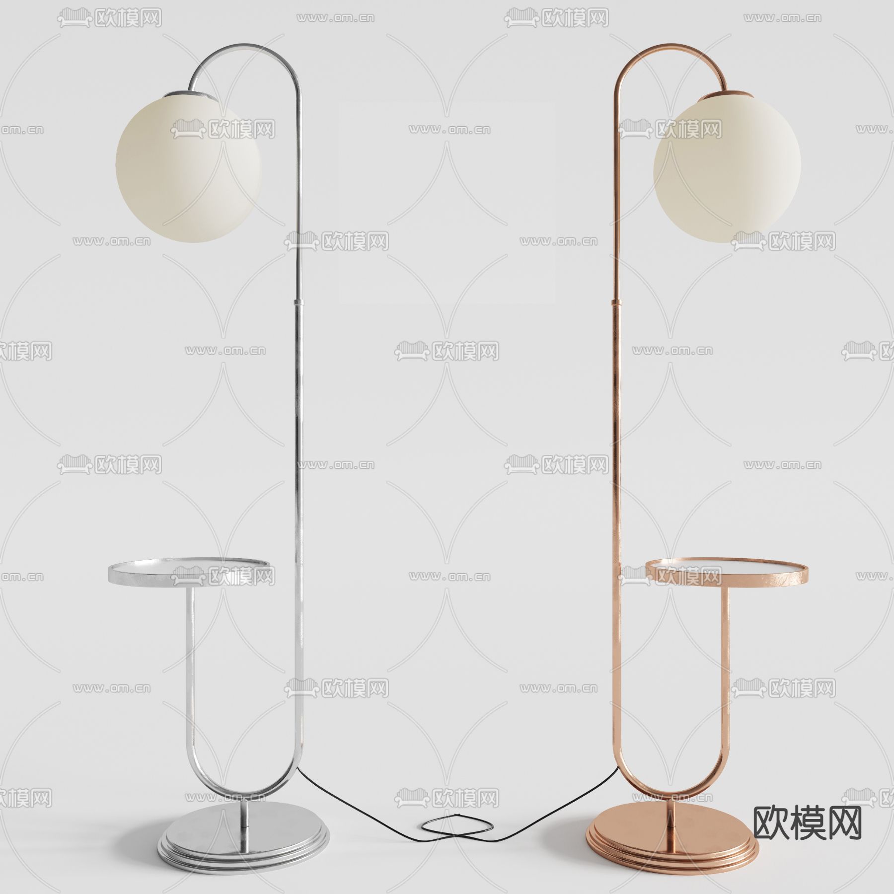 现代包豪斯镀铬落地灯3d模型下载_ID12002180_3dmax免费模型-欧模网