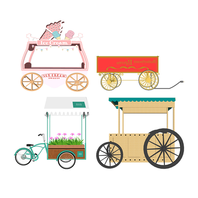  现代花车花箱盆栽su模型 