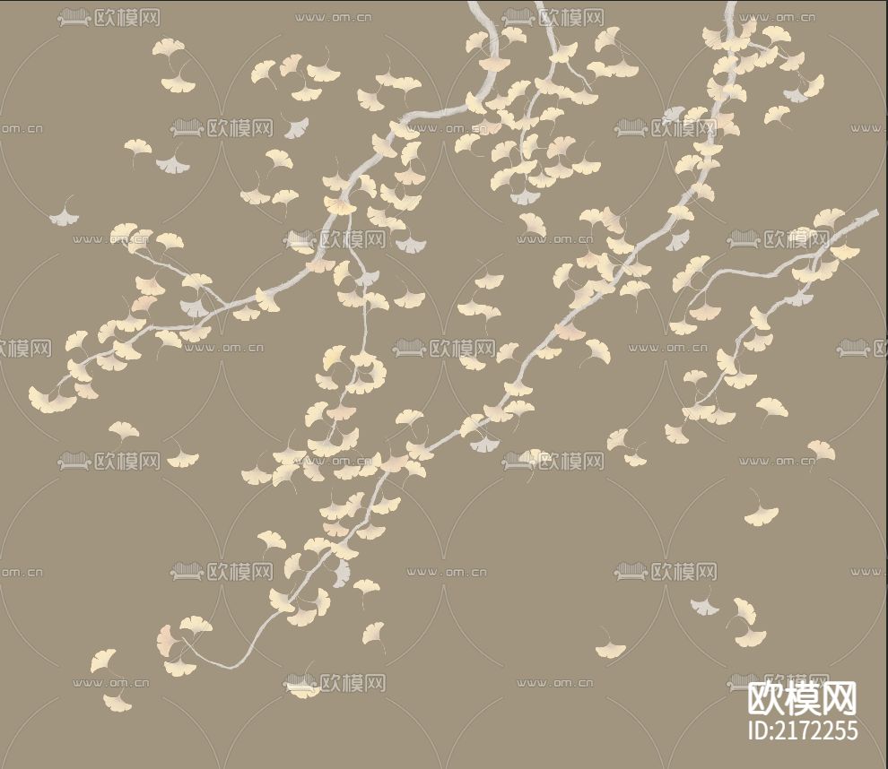 手绘花鸟壁纸贴图下载（渲染图1）