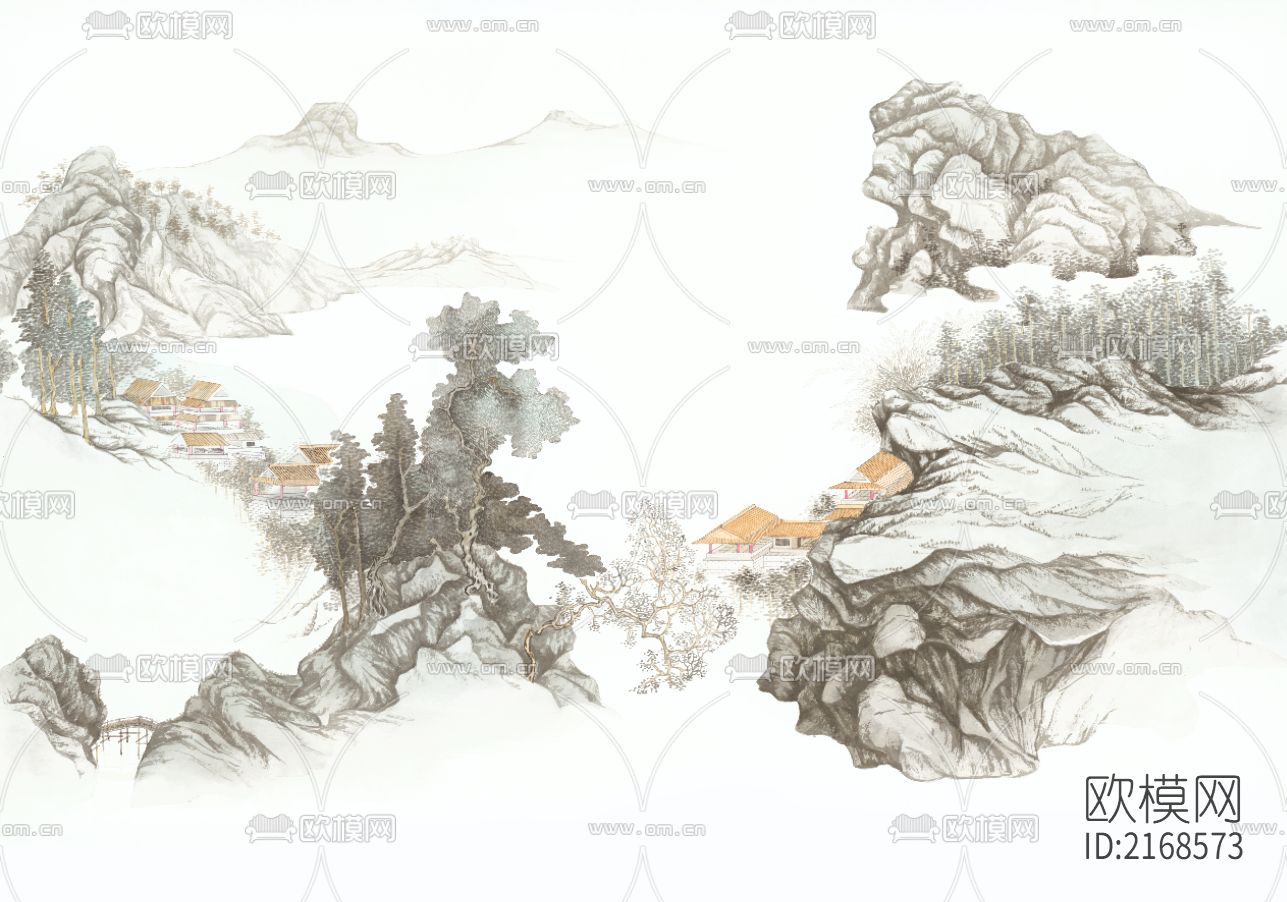 新中式壁纸下载（渲染图2）