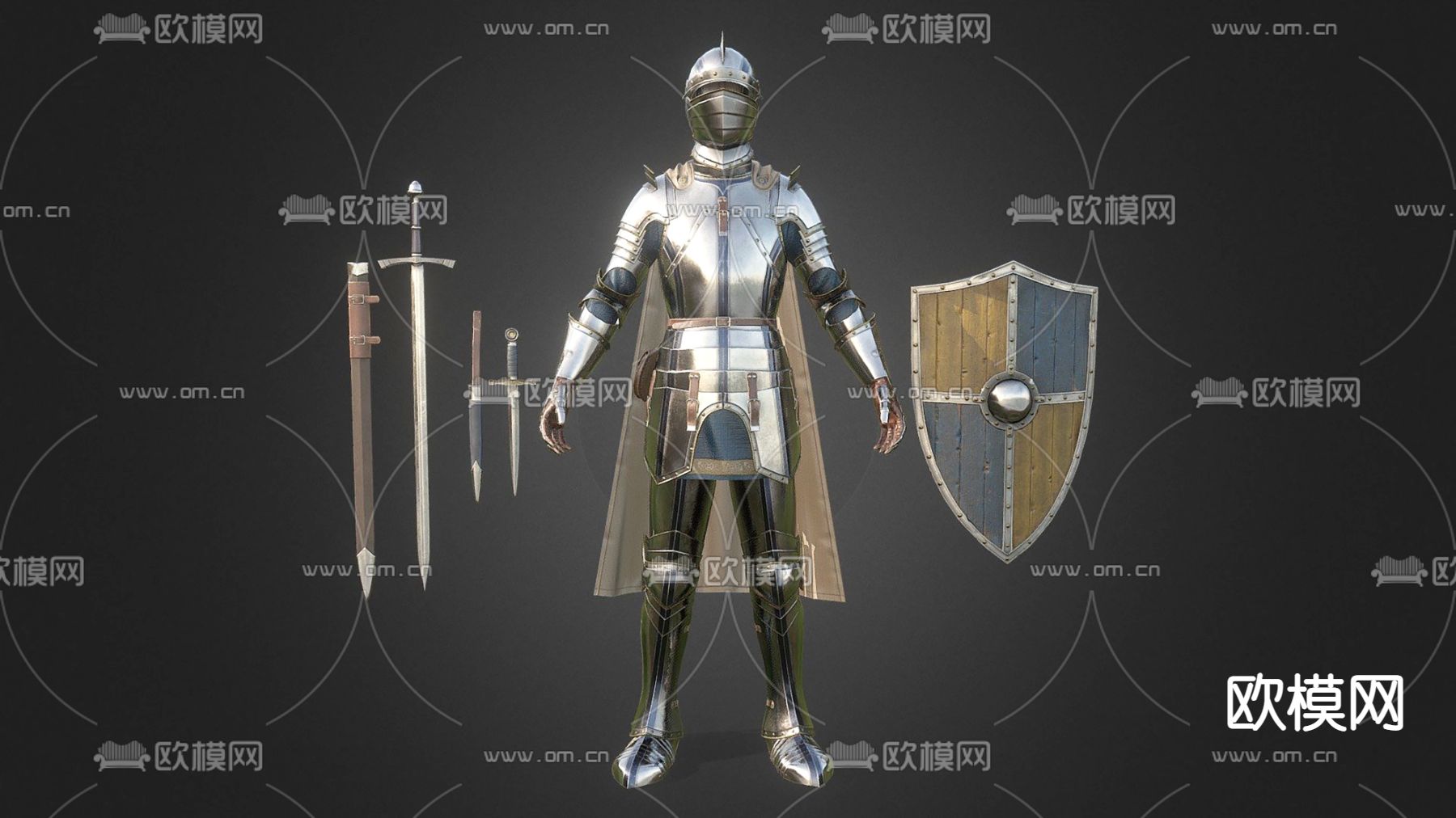 欧式古罗马角色士兵3d模型下载（渲染图1）