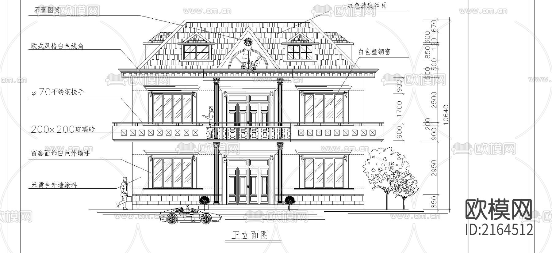 别墅全套CAD施工图下载（渲染图1）