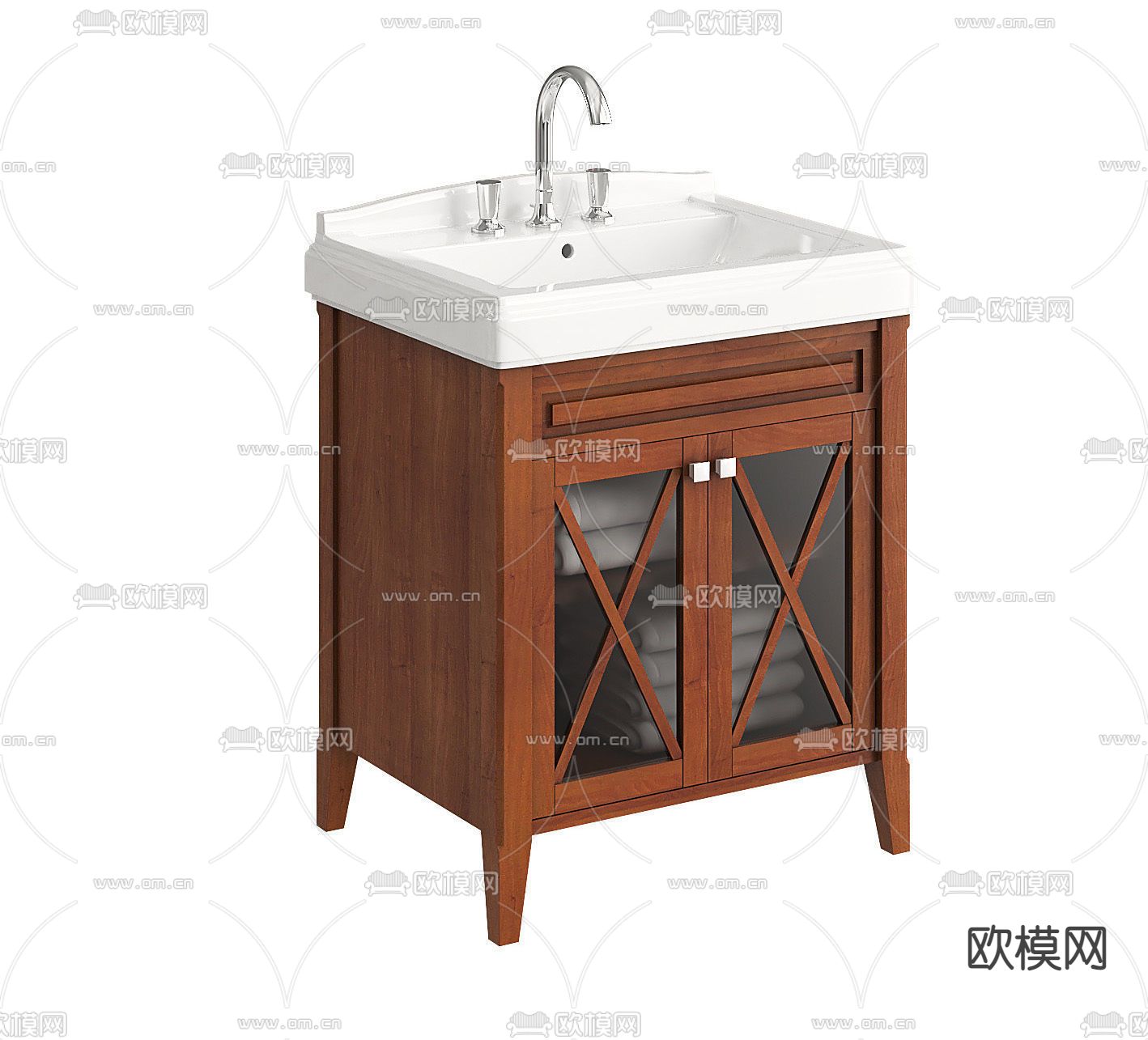 美式实木卫浴柜架3d模型下载（渲染图3）