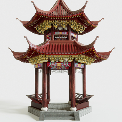 四角古建亭模型免费下载3d场景古建筑亭子模型免费下载古建八角亭3d