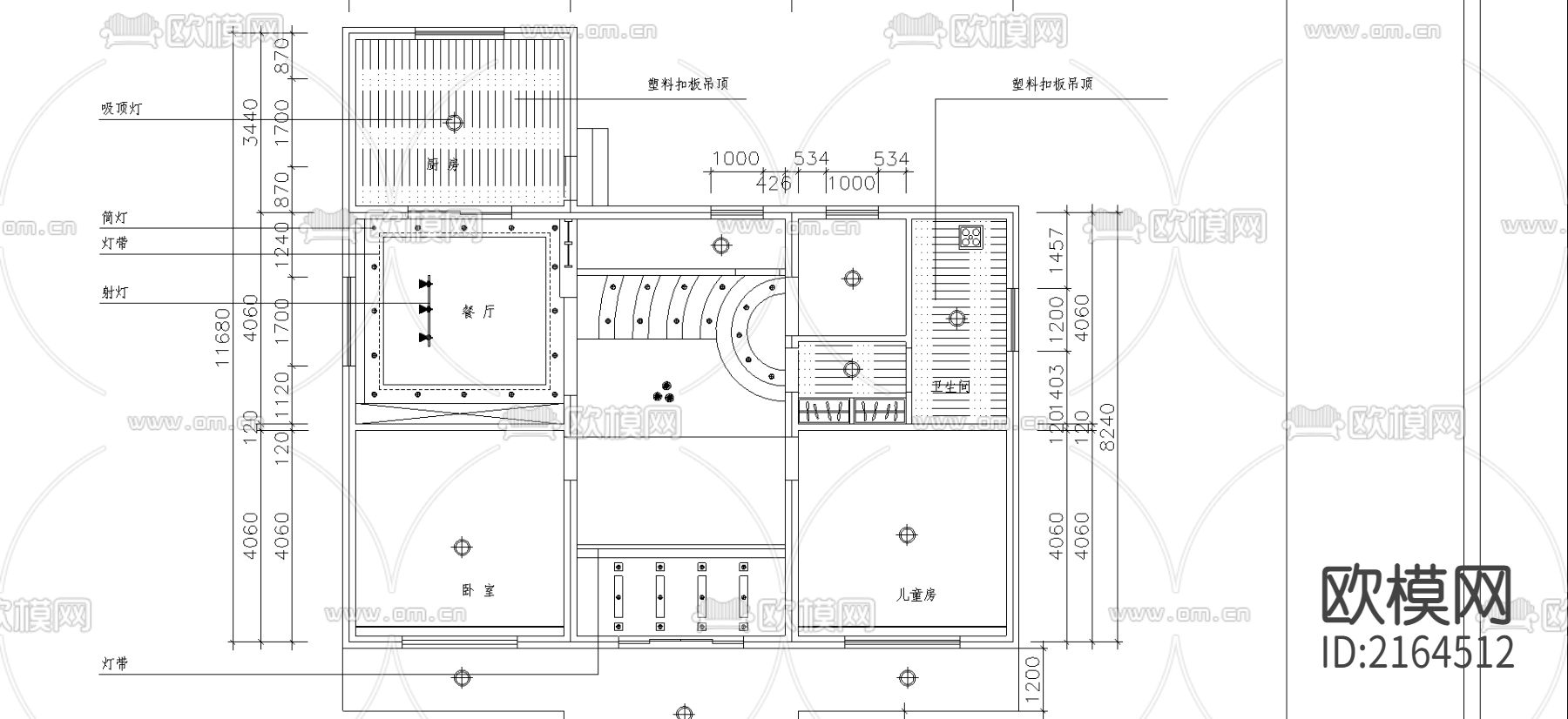 别墅全套CAD施工图下载（渲染图2）