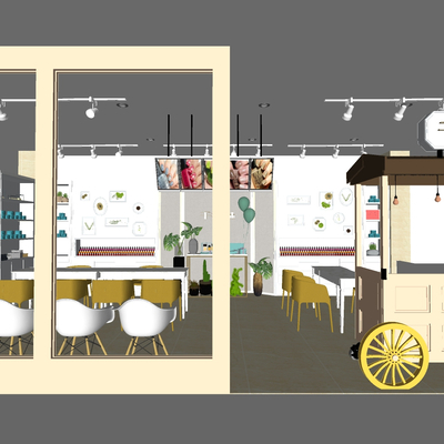  现代美妆美甲店su模型 