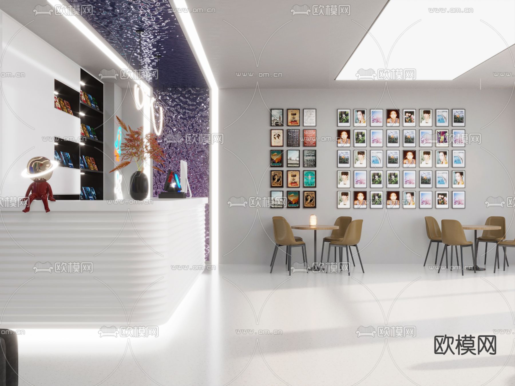 现代剧本杀前台大厅3d模型下载（渲染图3）