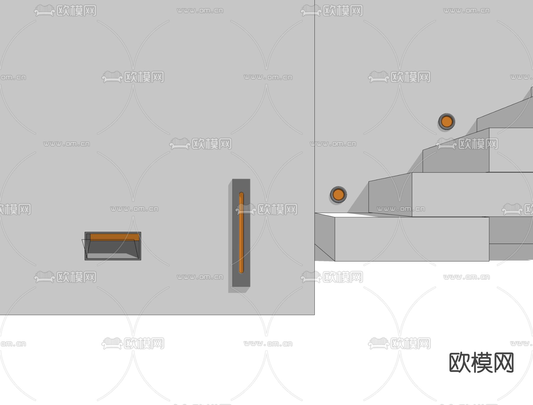 现代踢脚感应壁灯su模型下载（渲染图2）