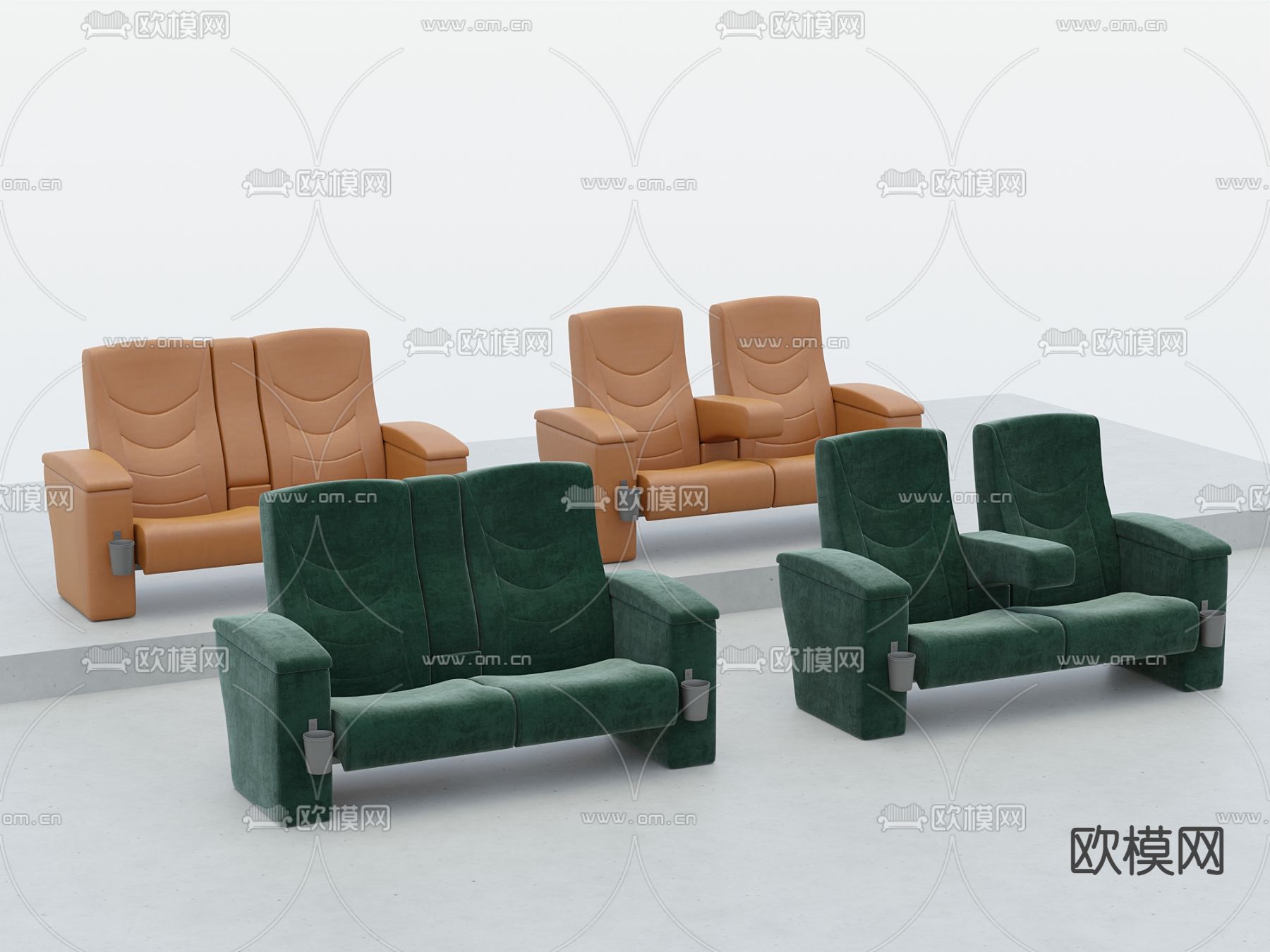 现代影院双人沙发椅3d模型下载