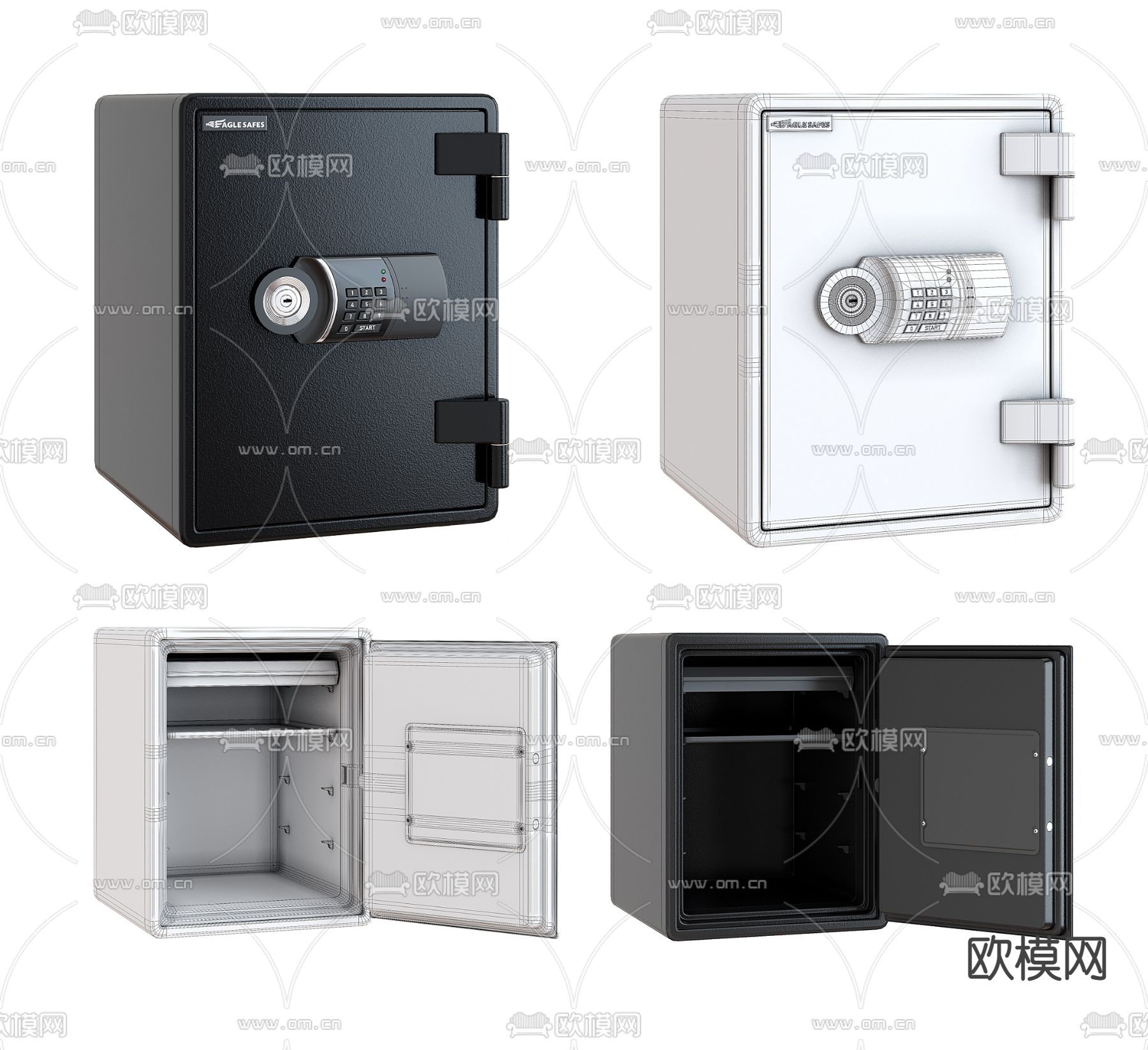 现代保险柜保险箱su模型下载（渲染图1）