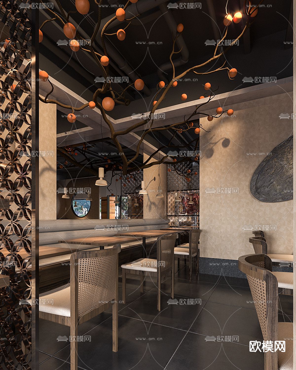 侘寂农家菜馆3d模型下载（渲染图4）