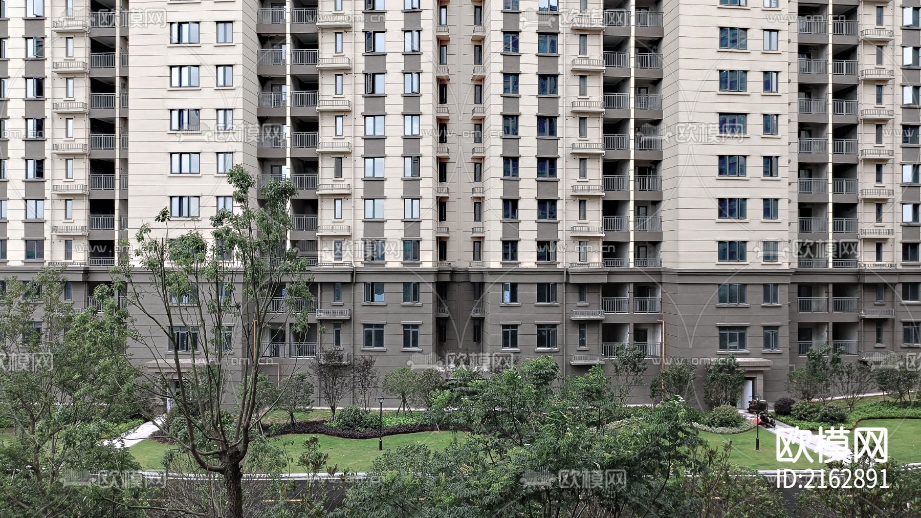 白天小区外景贴图-免费3dmax模型库-欧模网