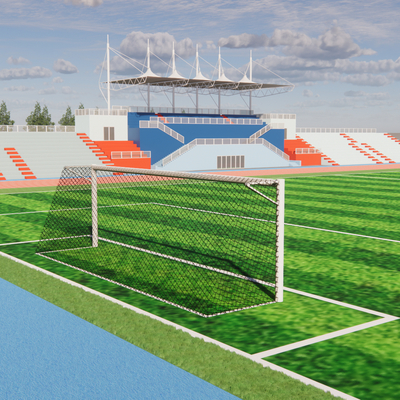  现代学校足球场看台su模型 