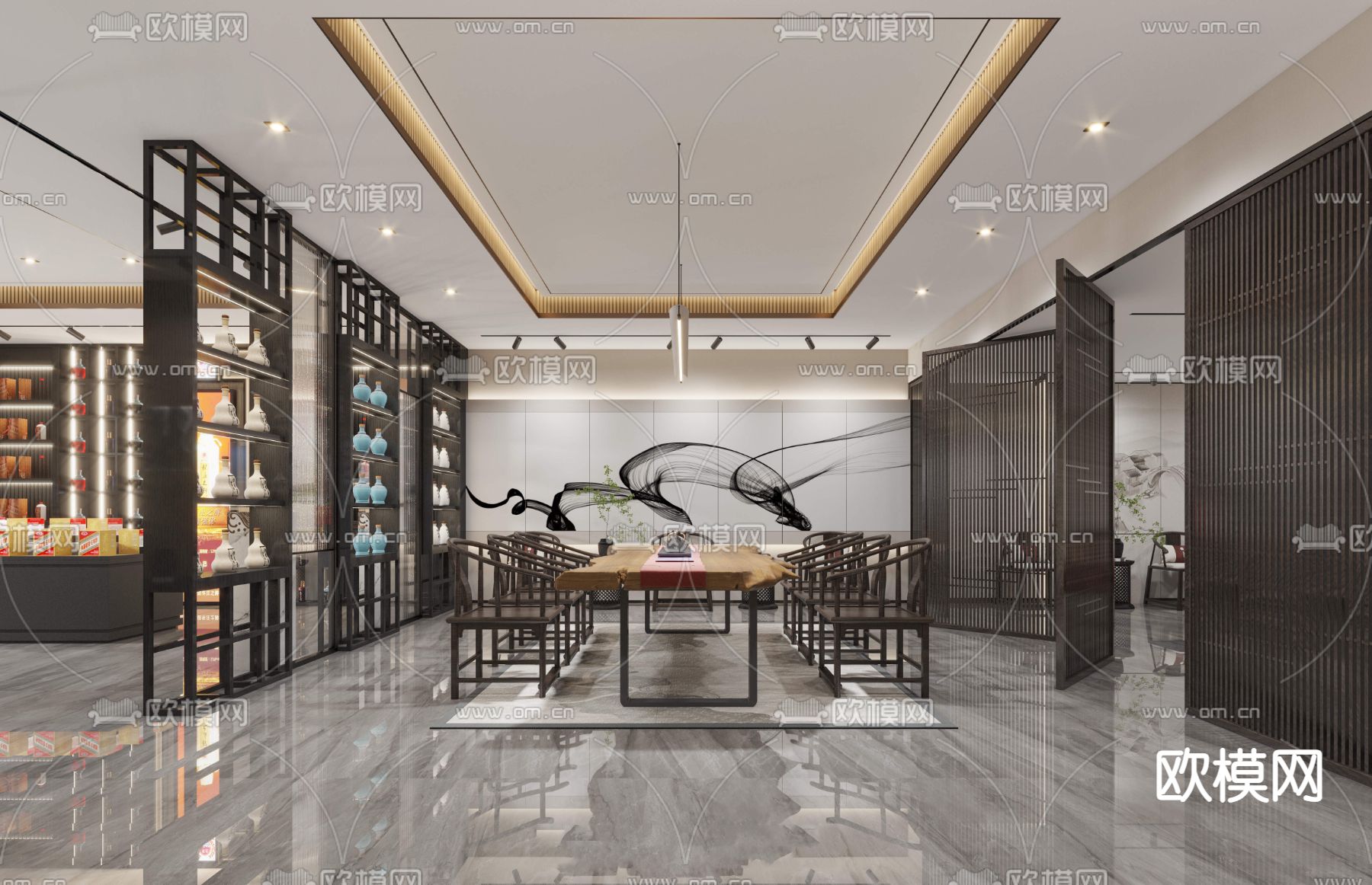 新中式烟酒专卖店3d模型