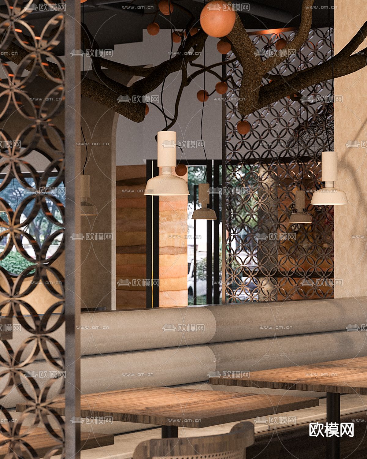 侘寂农家菜馆3d模型下载（渲染图6）