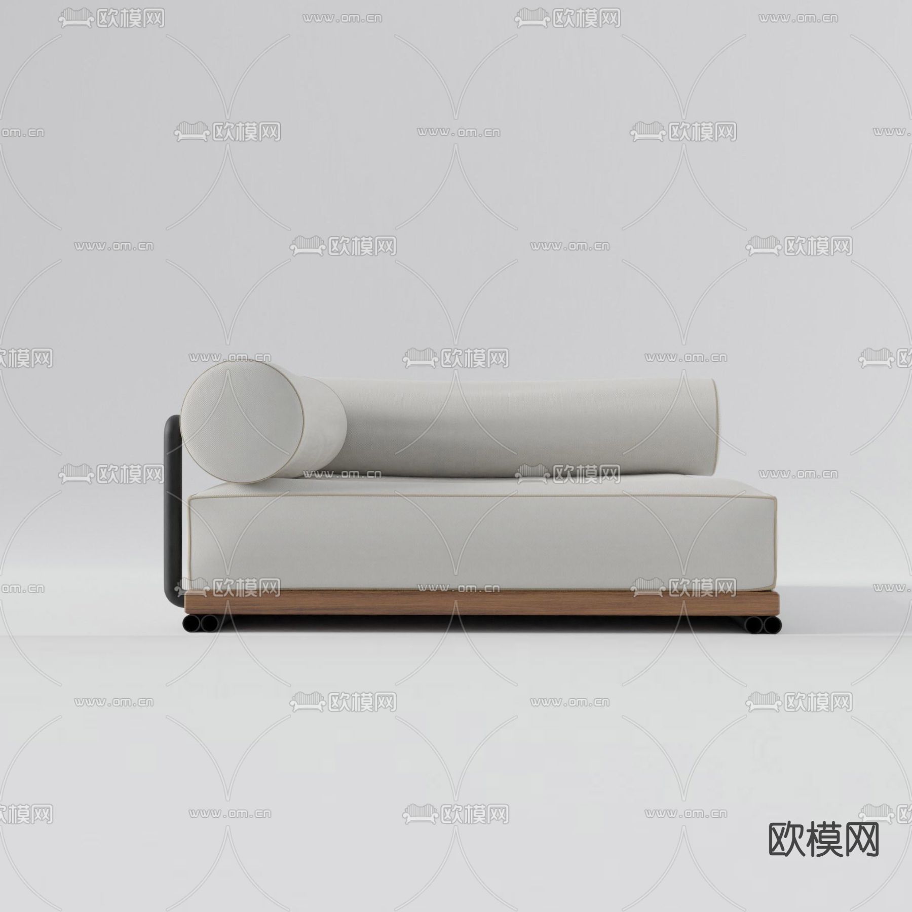 现代简约不锈钢实木布艺休闲沙发免费3d模型下载