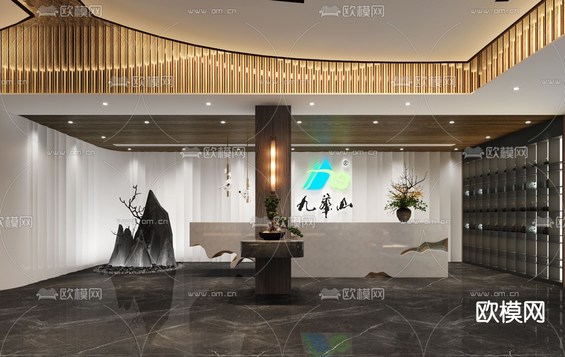 中式茶楼大厅3d模型