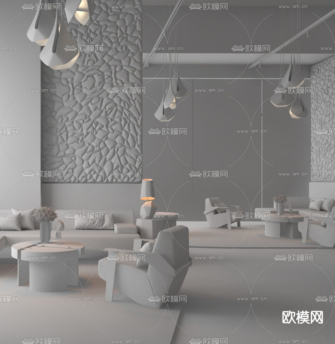 布鲁盟设计 现代售楼处洽谈区3d模型