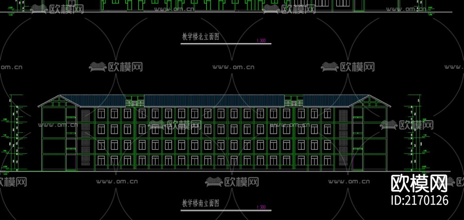 某農(nóng)村中學(xué)建筑CAD施工圖下載(渲染圖1)