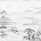 中式山水画壁纸贴图