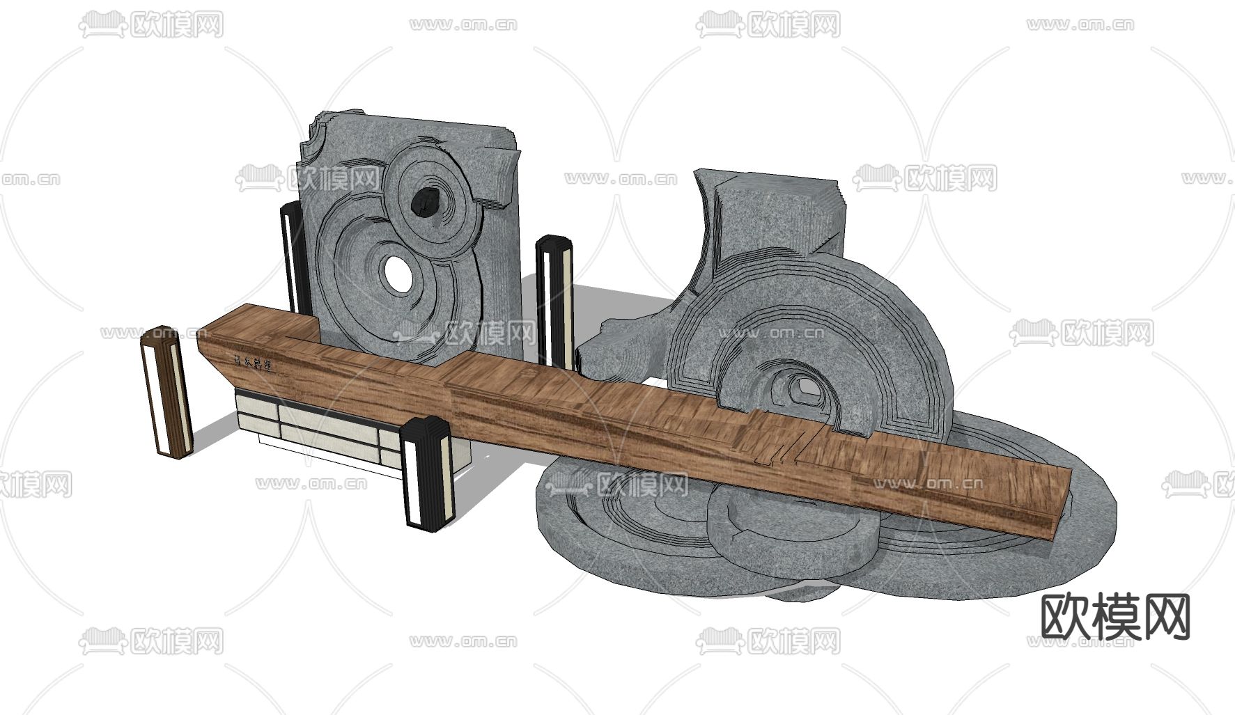 日式前台接待台su模型下载（渲染图2）