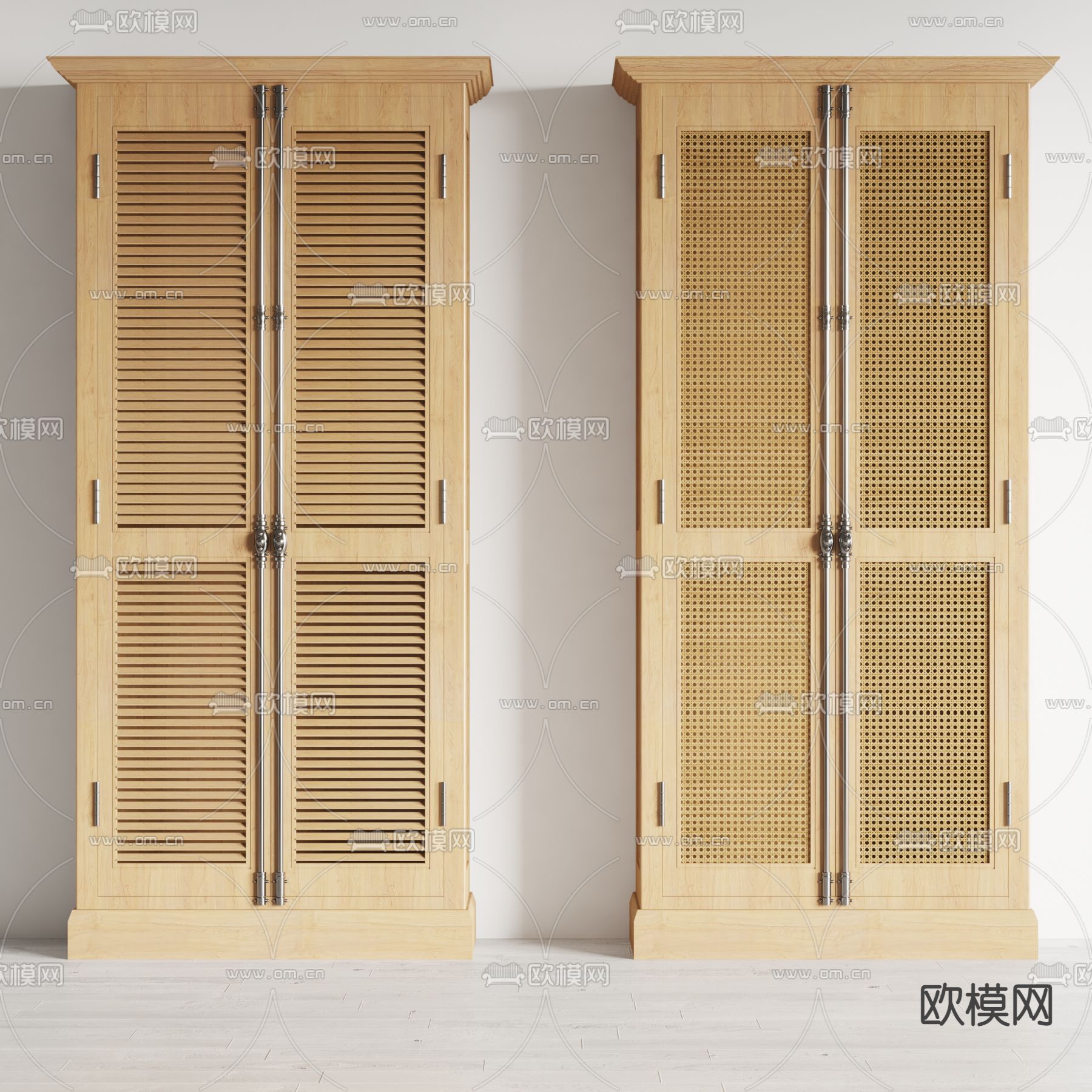 侘寂风藤编衣柜3d模型下载