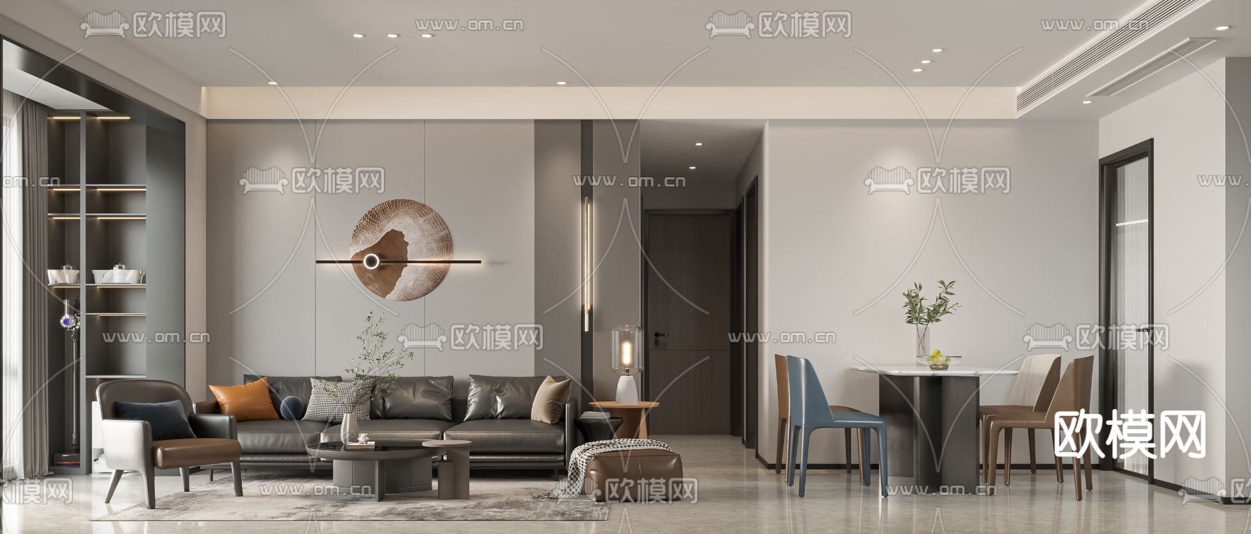 现代客餐厅3d模型下载_ID12006739_3dmax免费模型-欧模网