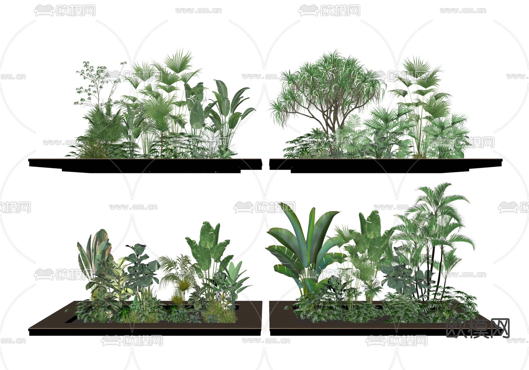 现代植物堆绿植堆灌木小品su模型下载