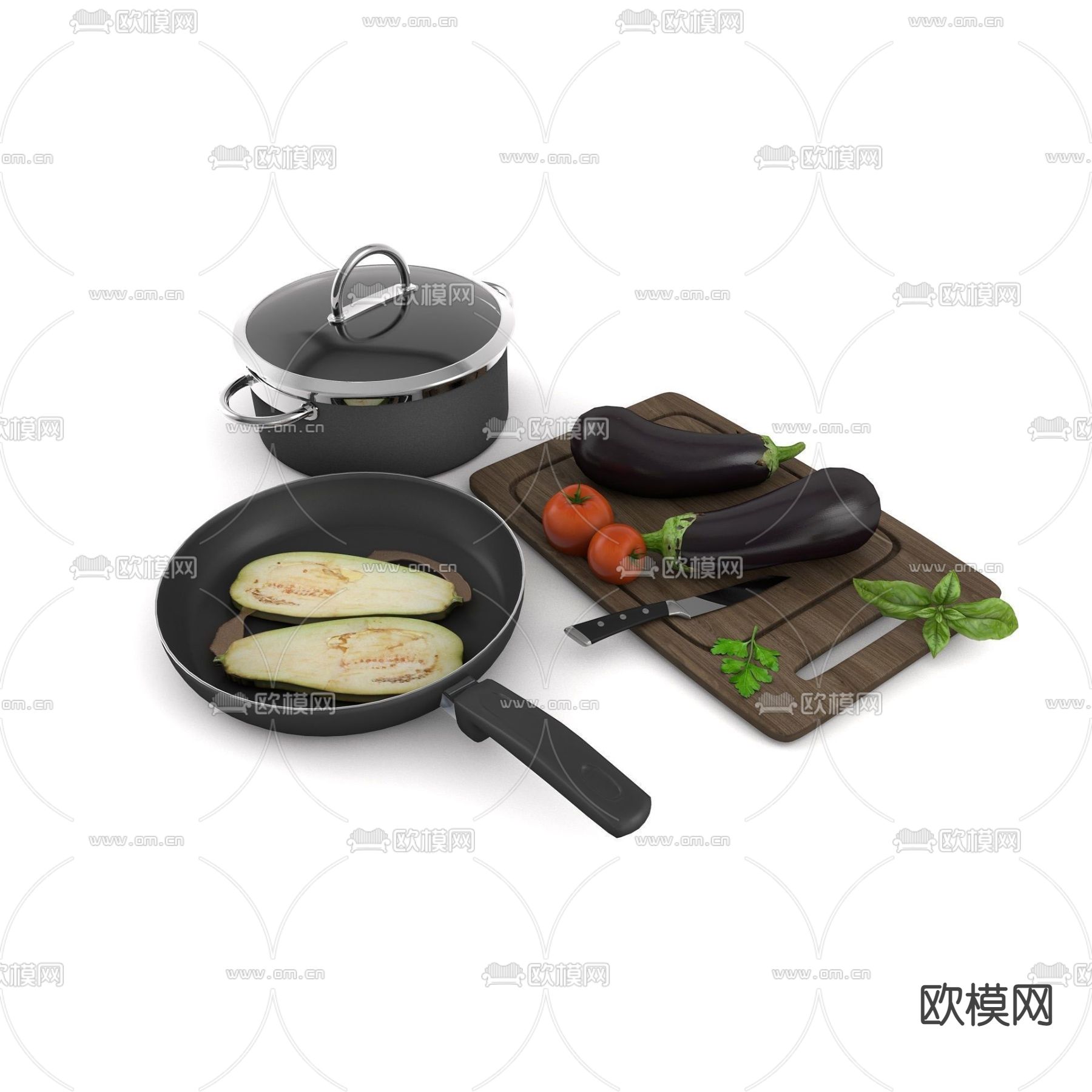 现代简约厨房用具免费3d模型下载