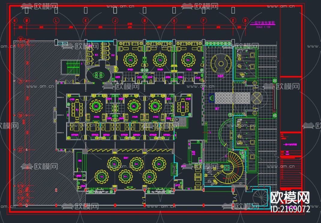 餐厅CAD施工图-免费3dmax模型库-欧模网