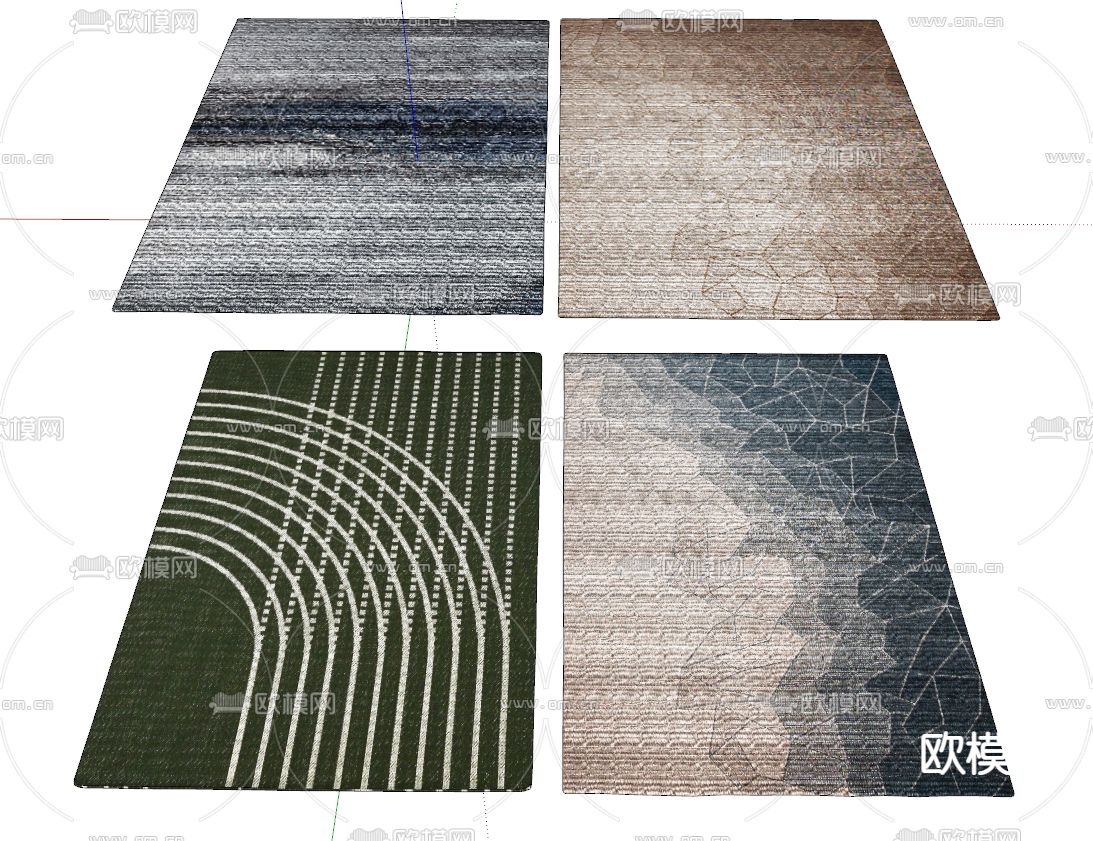 现代布艺地毯su模型下载（渲染图3）