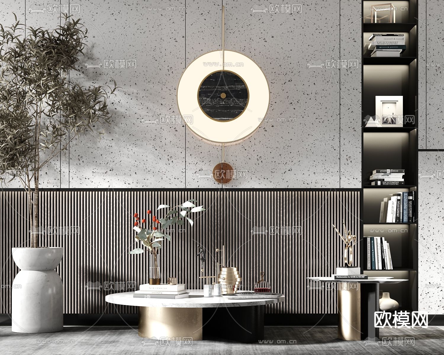 现代轻奢茶几su模型下载（渲染图1）