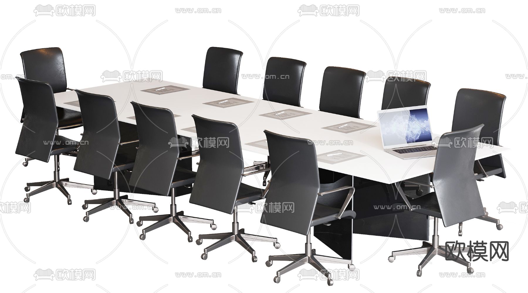 现代会议桌椅3d模型下载