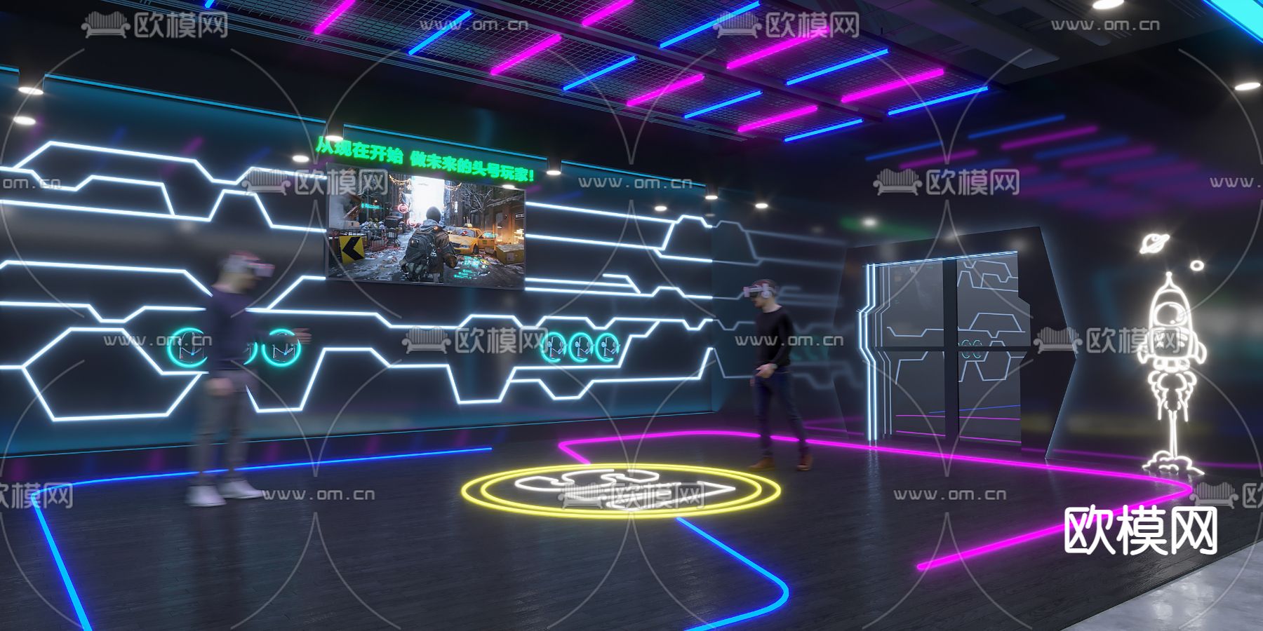现代虚拟现实VR游戏厅3d模型