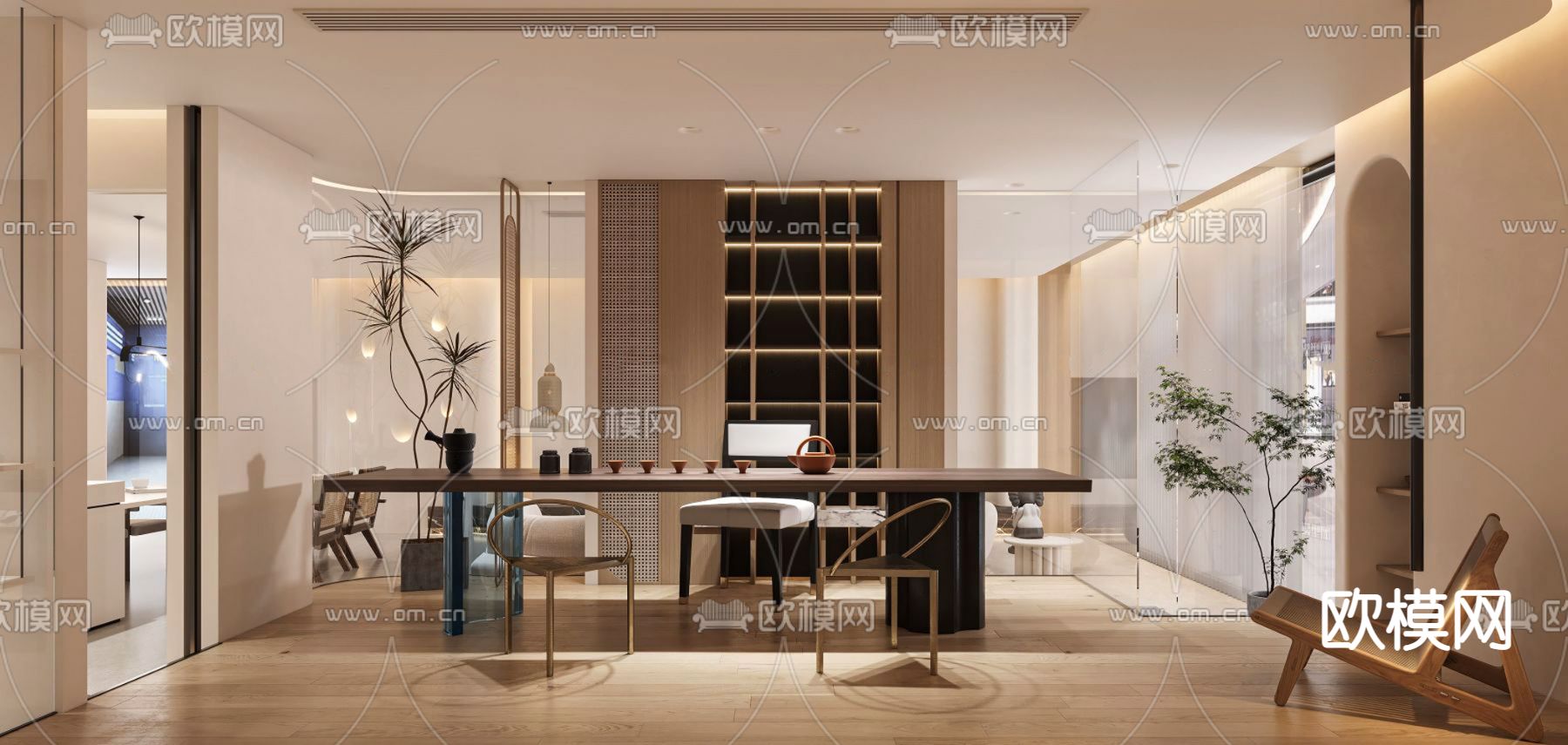 侘寂风茶室3d模型下载